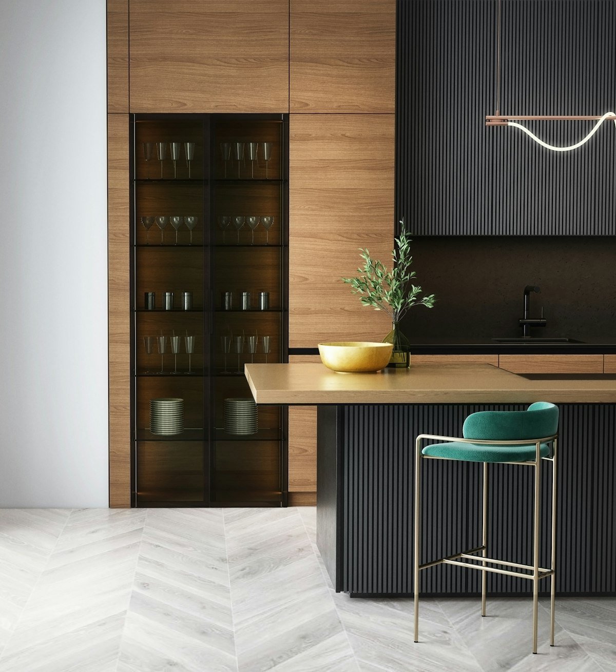 Custom wood cabinetry and detailing